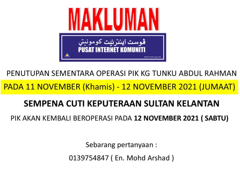 NOTIS PENUTUPAN KEPUTERAAN SULTAN KELANTAN